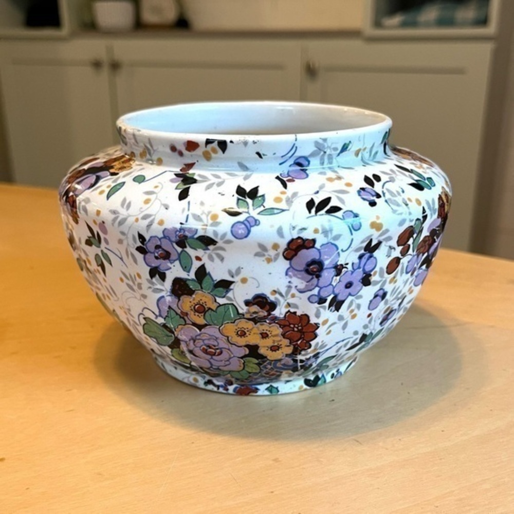 Vintage Floral Chintz Planter Vase